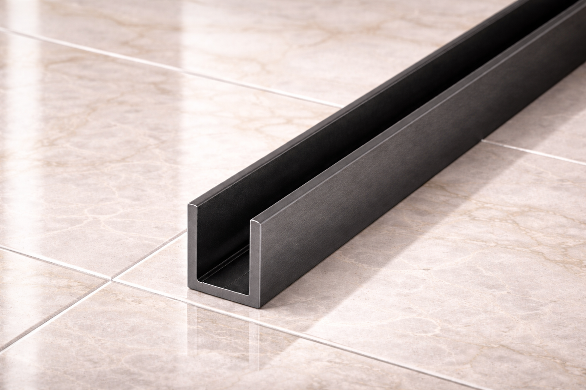 Alu U-Profil, Farbe: Graphit, zur innenseitigen Silikonverklebung, Art.Nr. SDCD3812