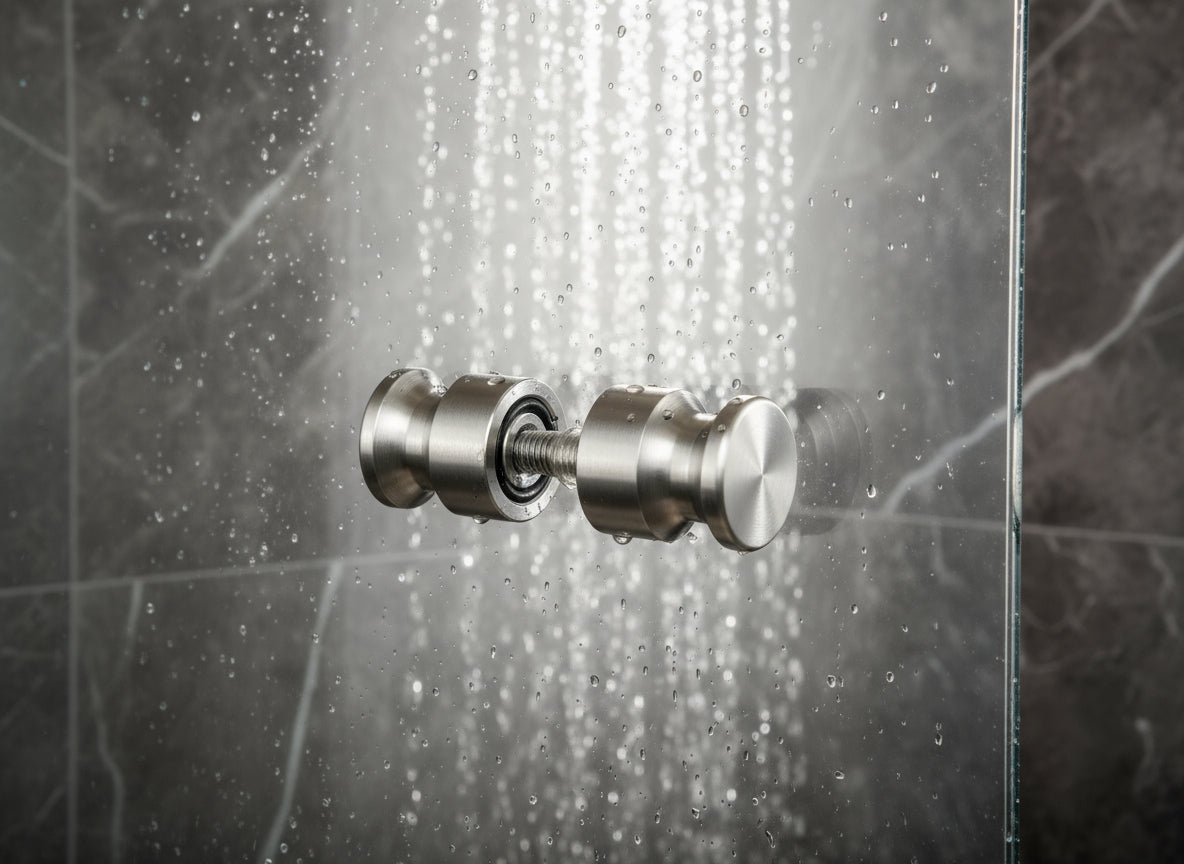 Dusch-Türknopf V2A – für 8–12 mm Glasstärke, Art.Nr. 102