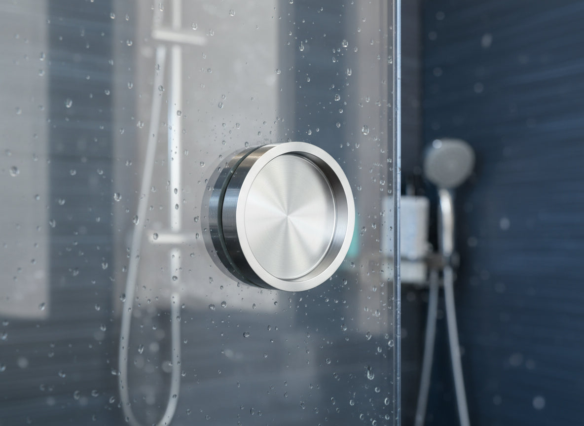 Griffmuschel aus Edelstahl für Glastüren, selbstklebend, Ø 65 mm / 55 mm