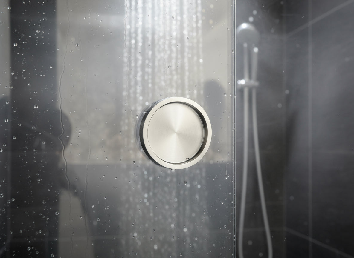 Griffmuschel aus Edelstahl für Glastüren, selbstklebend, Ø 65 mm / 55 mm