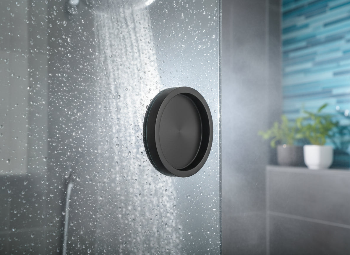 Griffmuschel aus Edelstahl für Glastüren, selbstklebend, Ø 65 mm / 55 mm