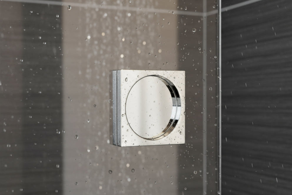 Griffmuschel – quadratisch, selbstklebend, aus V2A Edelstahl, für Glastüren