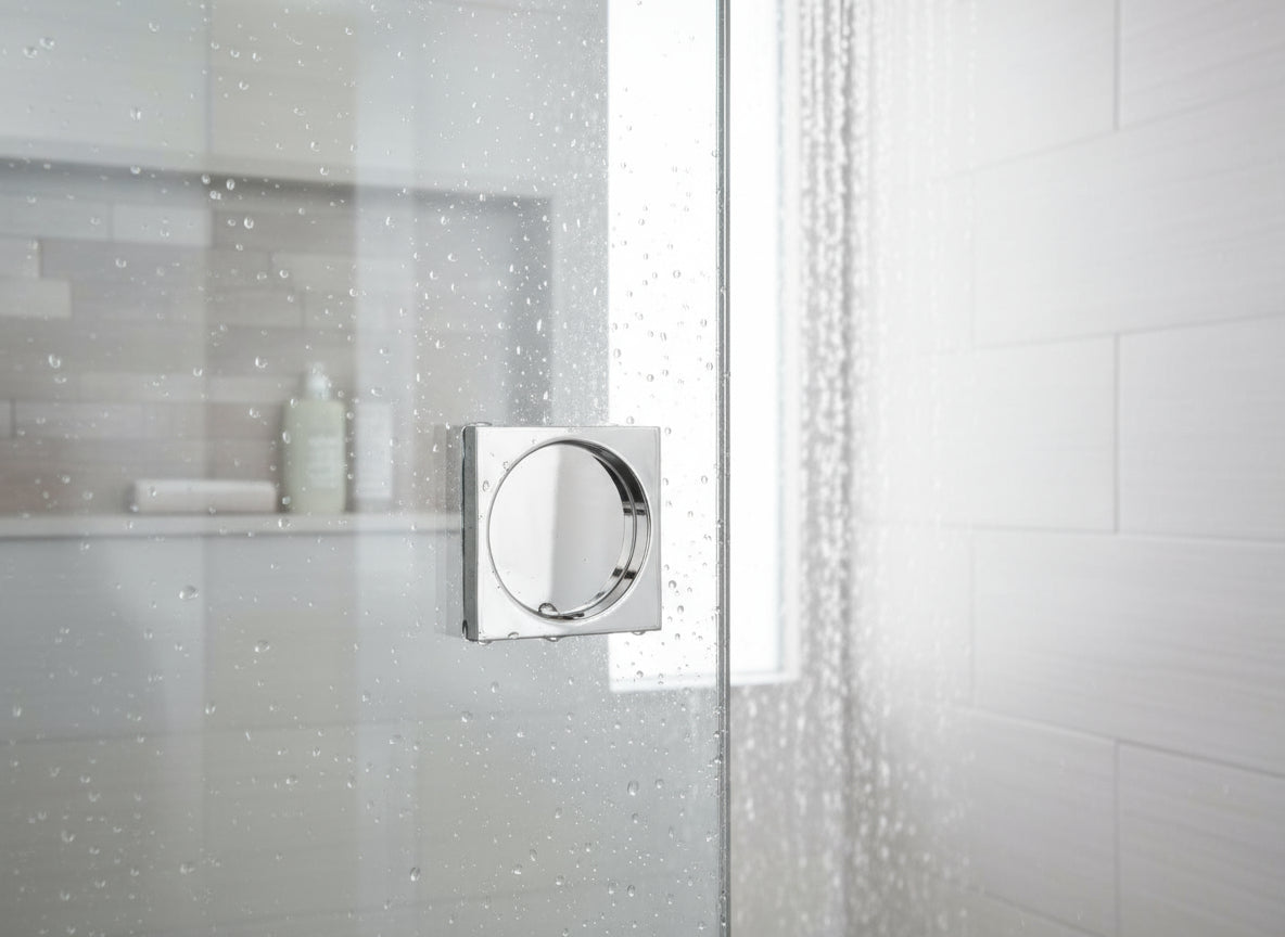 Griffmuschel – quadratisch, selbstklebend, aus V2A Edelstahl, für Glastüren