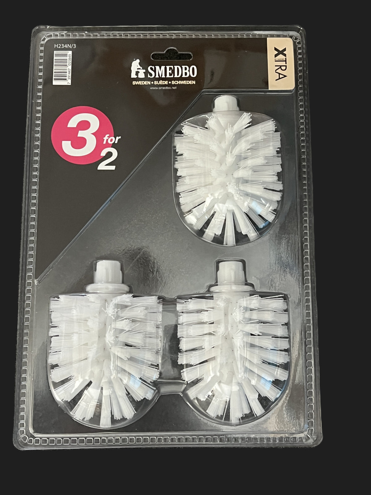 Smedbo Xtra Ersatzbürstenkopf Set – 3 Stück in Weiß