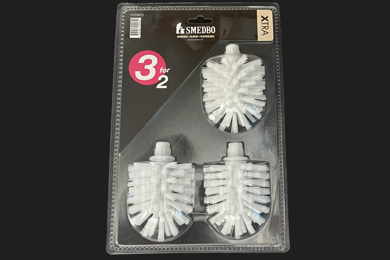 Smedbo Xtra Ersatzbürstenkopf Set – 3 Stück in Weiß