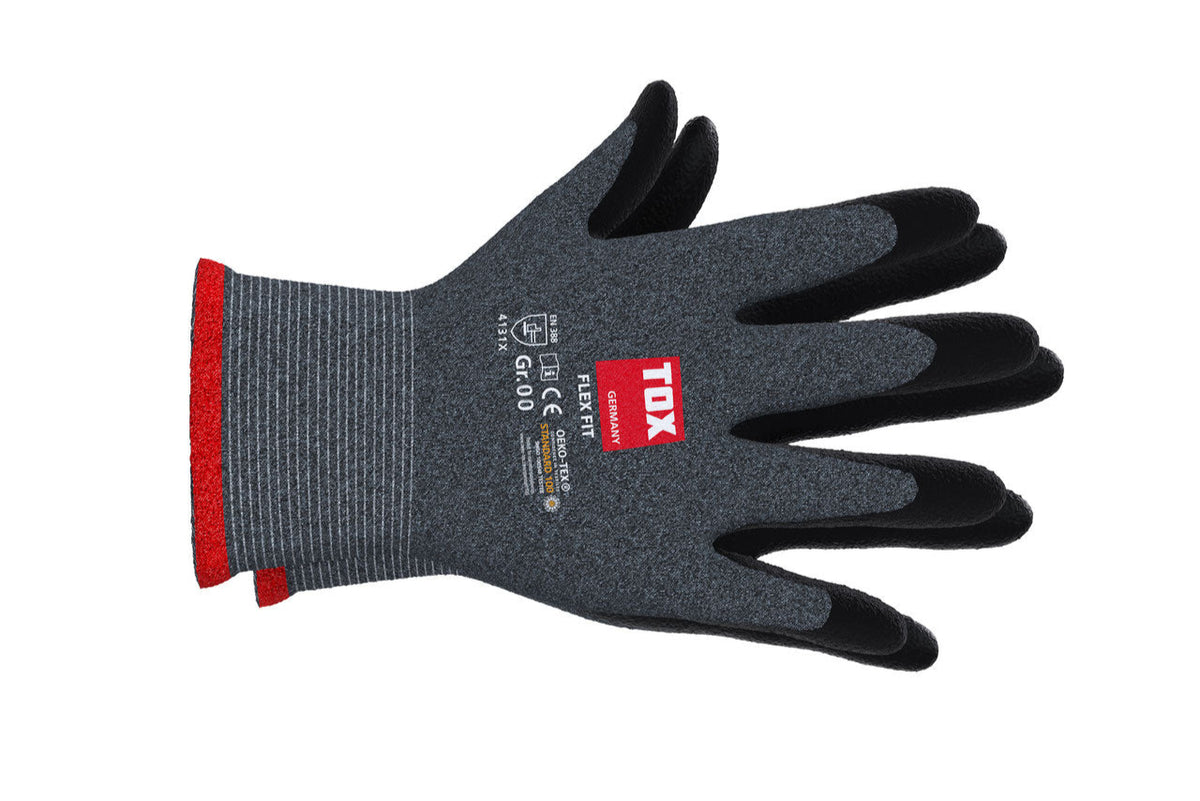 Arbeitshandschuh Flex Fit - Nylonfeinstrick grau/schwarz für Montage und Transport