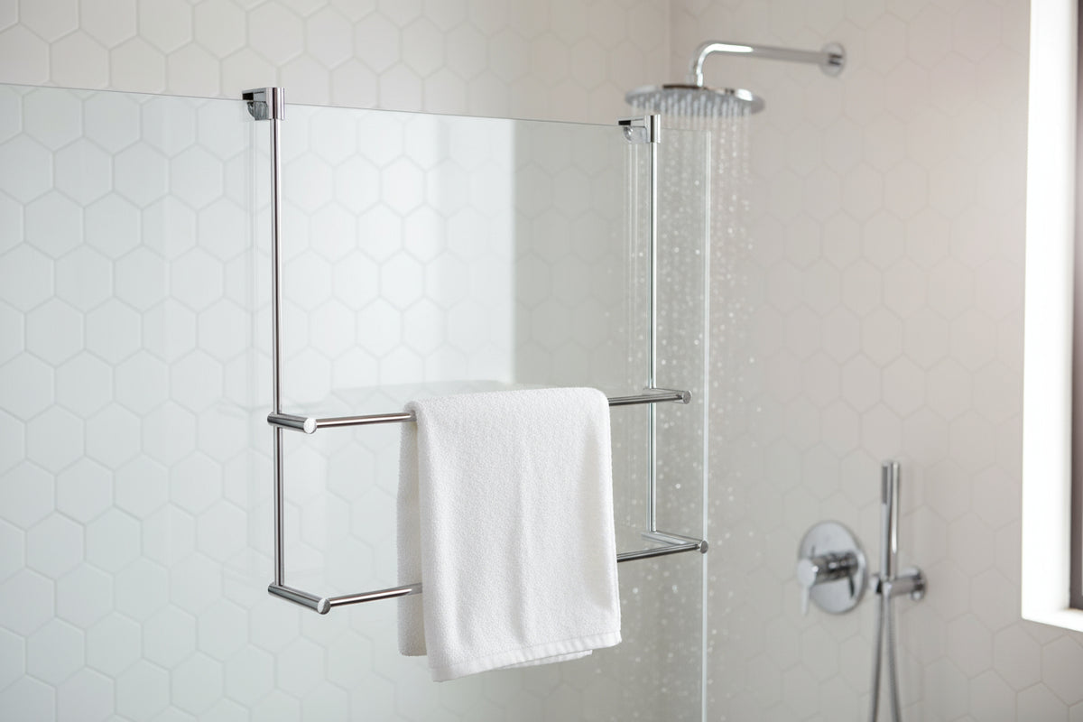 Smedbo Handtuchhalter 2-reihig, für Glasduschwand, zur Befestigung an Glaskante, Art.Nr. DK3102