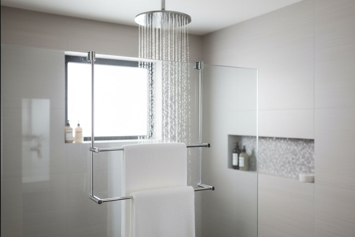 Smedbo Handtuchhalter 2-reihig, für Glasduschwand, zur Befestigung an Glaskante, Art.Nr. DK3102