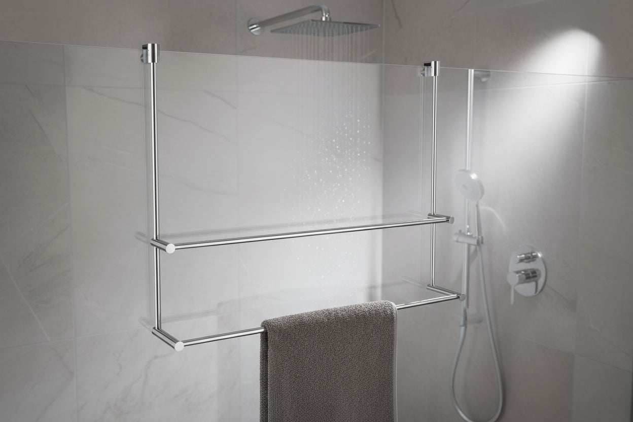 Smedbo Handtuchhalter 2-reihig, für Glasduschwand, zur Befestigung an Glaskante, Art.Nr. DK3102