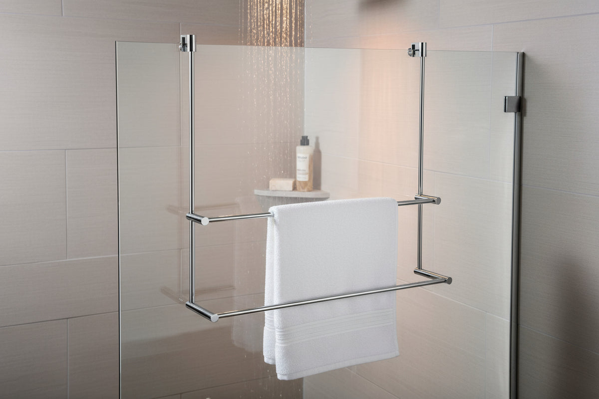 Smedbo Handtuchhalter 2-reihig, für Glasduschwand, zur Befestigung an Glaskante, Art.Nr. DK3102