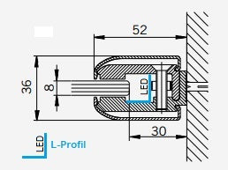 LED-Klemmprofil-Set mit abgerundeten Abdeckprofilen für Wandbefestigung; Art.Nr. 74128
