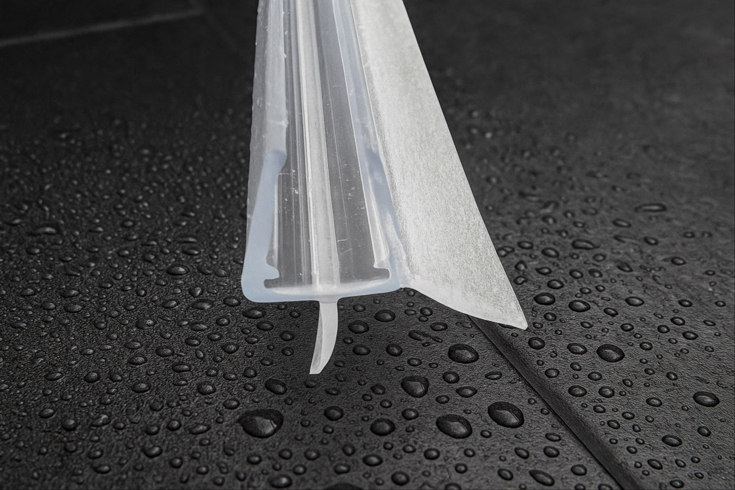 Schleiflippendichtung für Duschtür, mit kurzer Schleiflippe u. Abtropfleiste für 7-11 mm Lücken