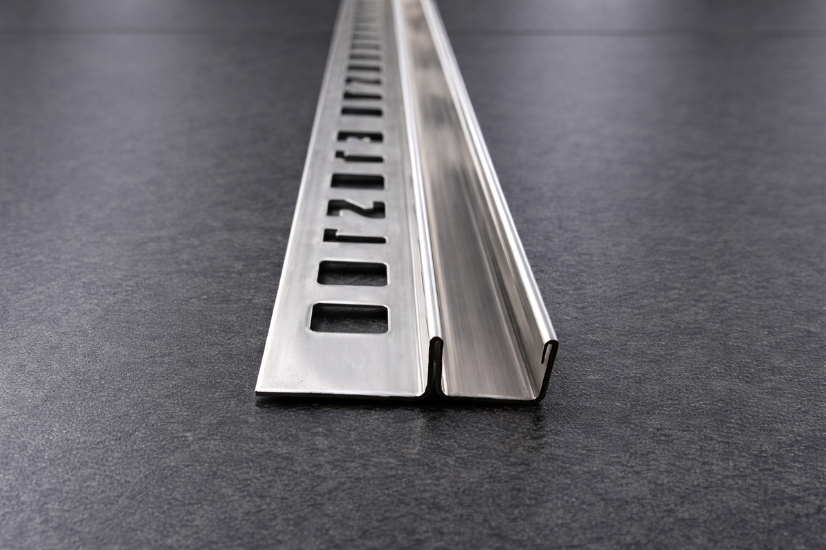 Fliesen-U-Winkelprofil "Slimline" Edelstahl K220 gebürstet – Für 8 und 10 mm Glas – Art.Nr. UEK220