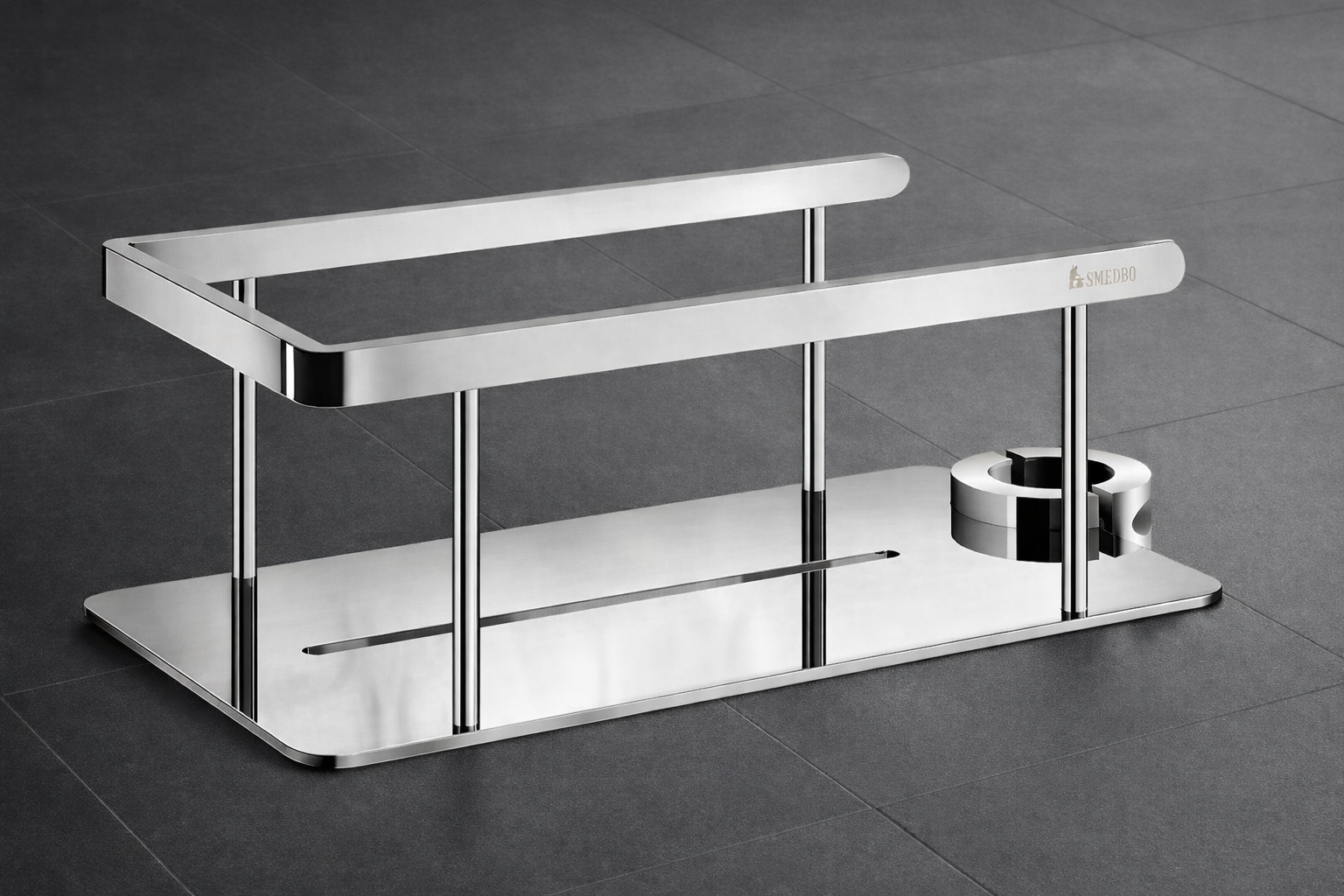 Duschkorb für Brausestange 200 x 110 mm – Massives Messing, Ø 18-25 mm, bohrenfrei – Art.Nr. DK3008