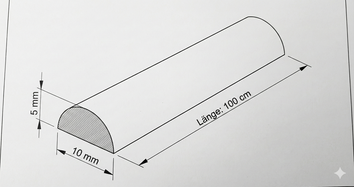 Plexi-Halbrundstab als Schwallprofil – Transparent und flexibel – Art.Nr. 8001/8010