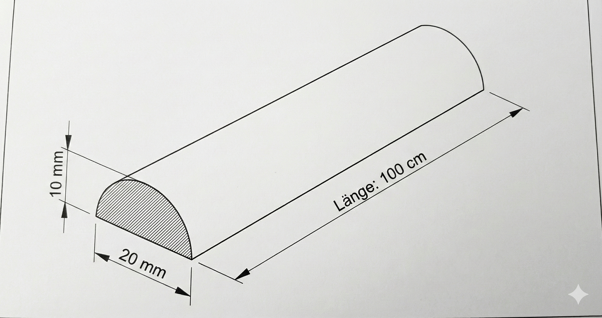Plexi-Halbrundstab als Schwallprofil – Transparent und flexibel – Art.Nr. 8001/8010