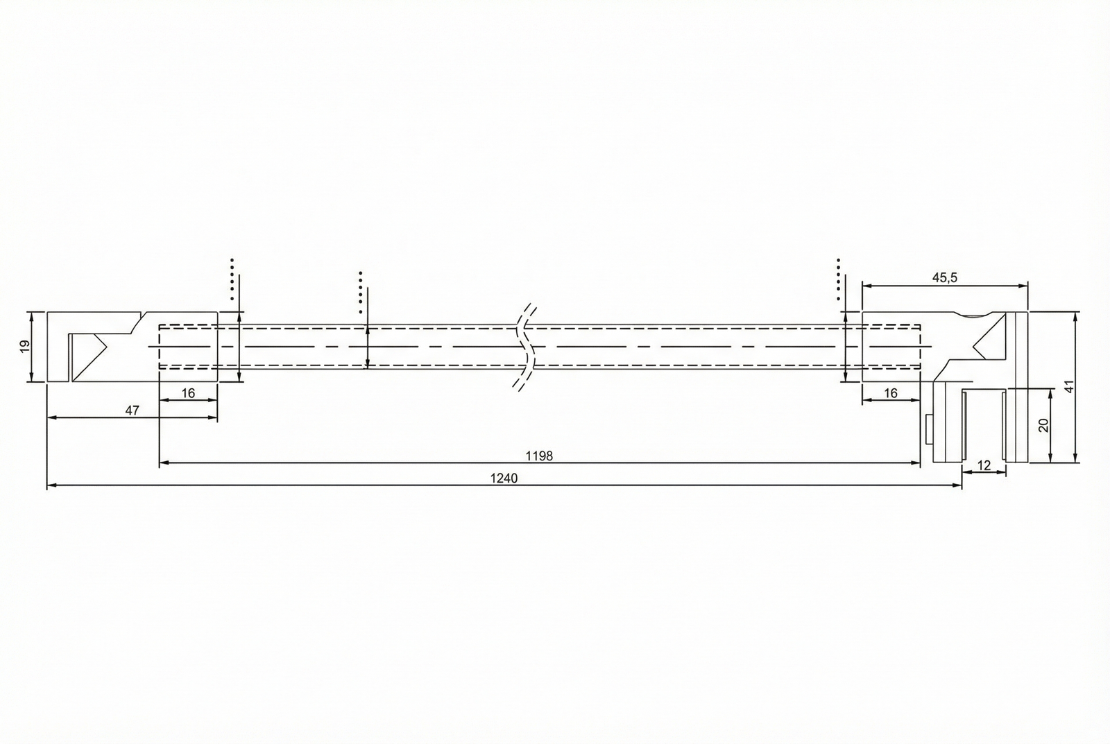 Stabistangen-Set rund, Farbe: Weiß, Glas-Wand, flexibel einstellbar, 12 mm Rohr, Art.Nr. S1212SET