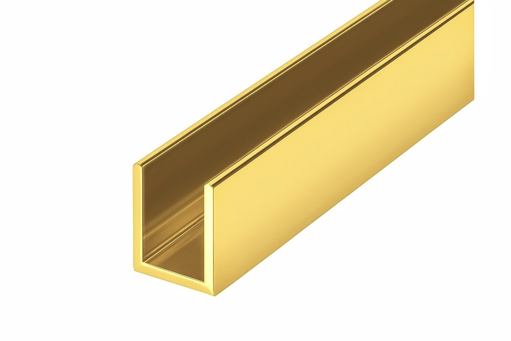 Alu-U-Wandprofil, goldfarbig, zur innenseitigen Silikonverklebung