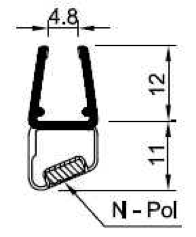 Magnetdichtung für Fünfeckduschen inkl Magnetstreifen 2x67°=135° (2-er Set), Art.Nr. 6052/6062