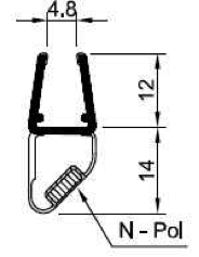 Magnetdichtung inkl. Magnetstreifen 2x45° als 90° Ecke, Art.Nr. 6072/6082