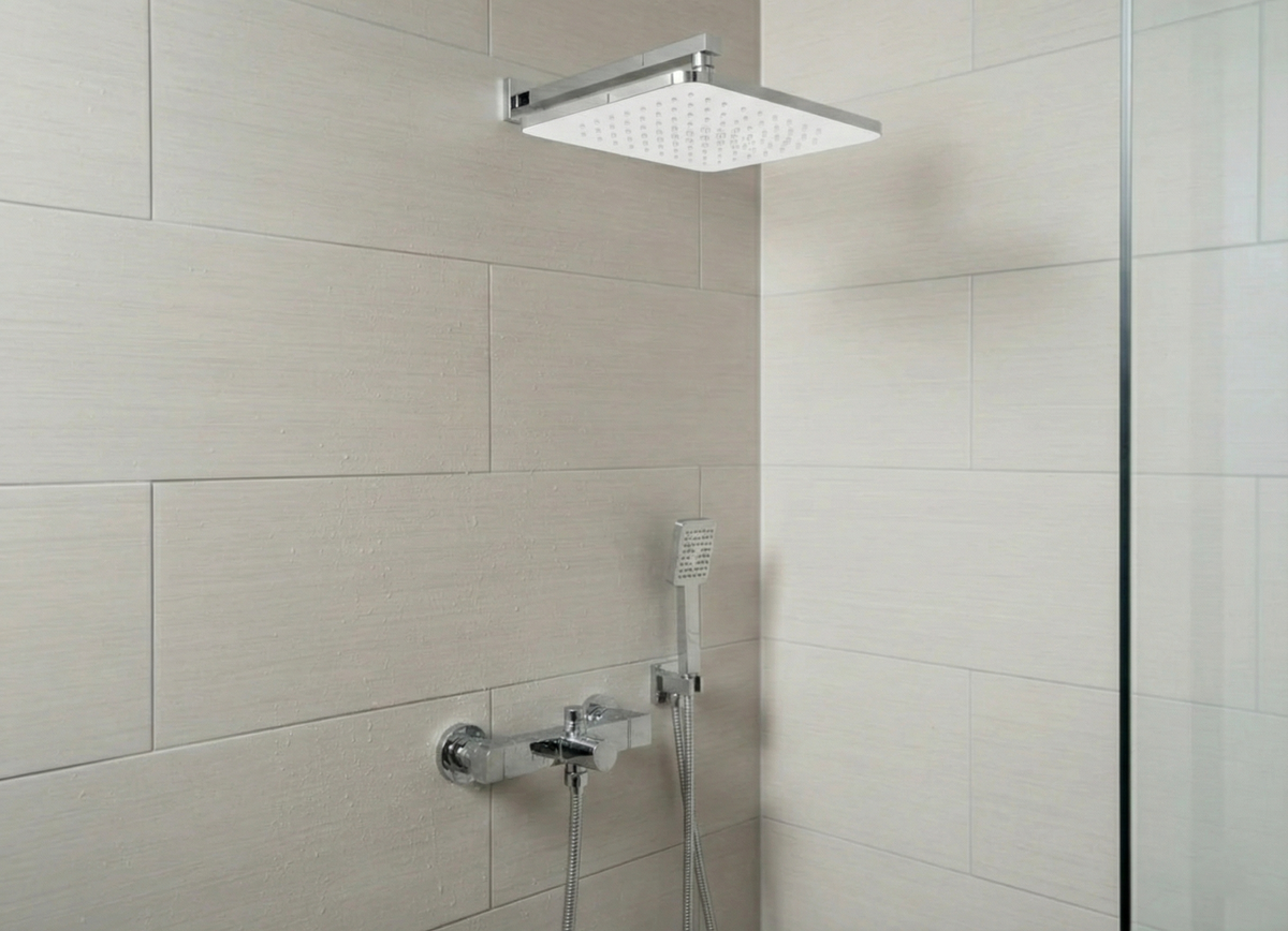 VIGOUR Kopfbrause edge quadratisch 250x250 / 300x300 mm Chrom/Weiß | 1/2" Anschluss