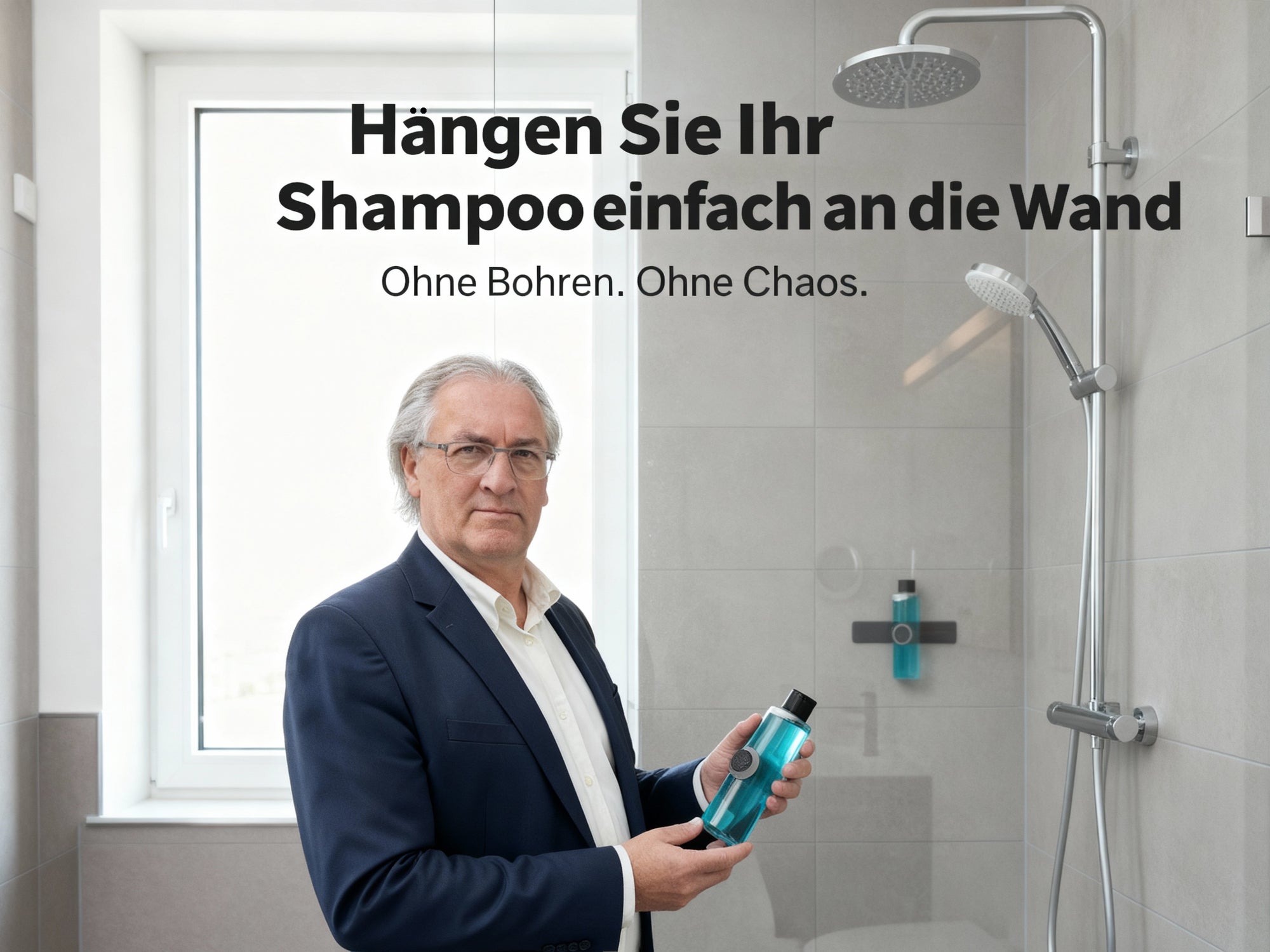 MagSpike | Die magnetische Aufhängung für Duschgel und Shampoo an Wandplatte
