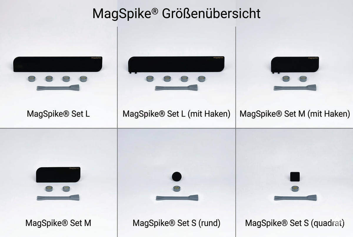 Die magnetische Aufhängung für Duschgel und Shampoo an Wandplatte, Typ MagSpike