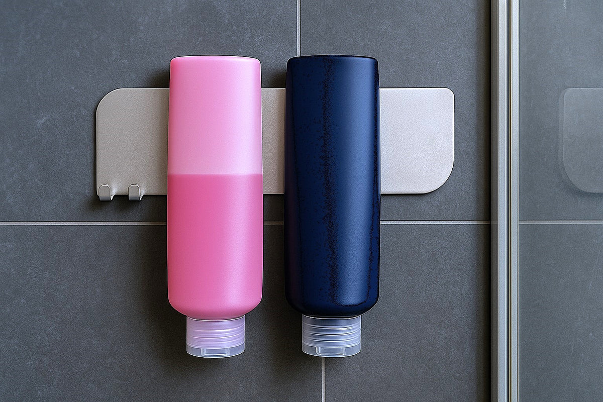 Die magnetische Aufhängung für Duschgel und Shampoo an Wandplatte, Typ MagSpike