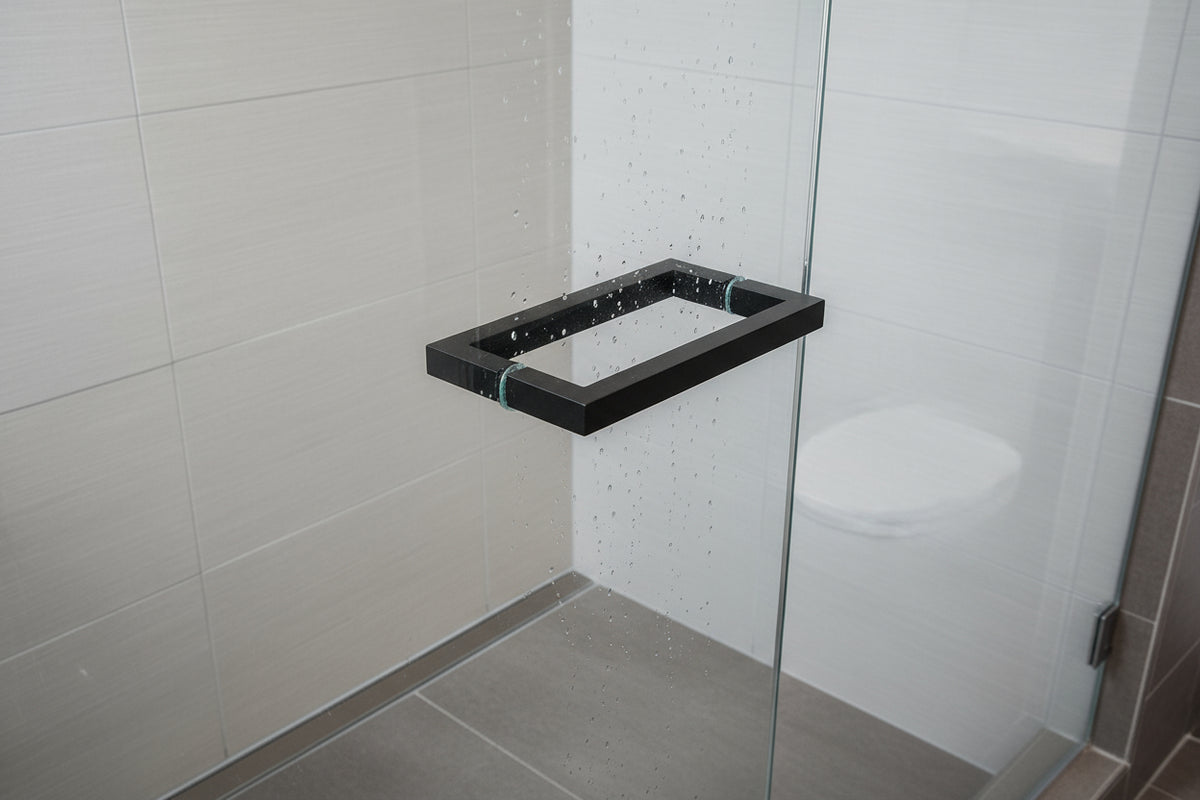 Duschgriff Stangengriff, 19 x 19 mm – Lochabstand 203 mm, Schwarz matt