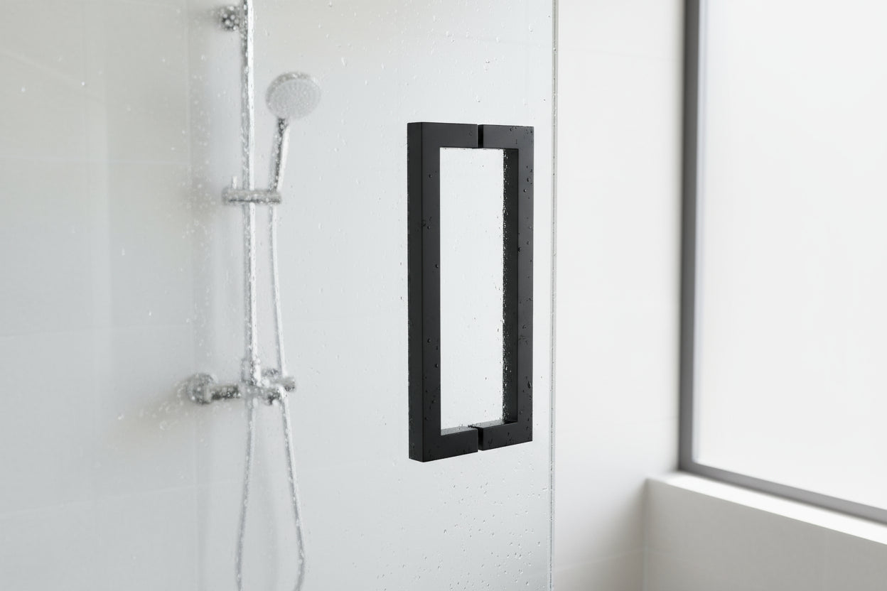 Duschgriff Stangengriff, 19 x 19 mm – Lochabstand 203 mm, Schwarz matt