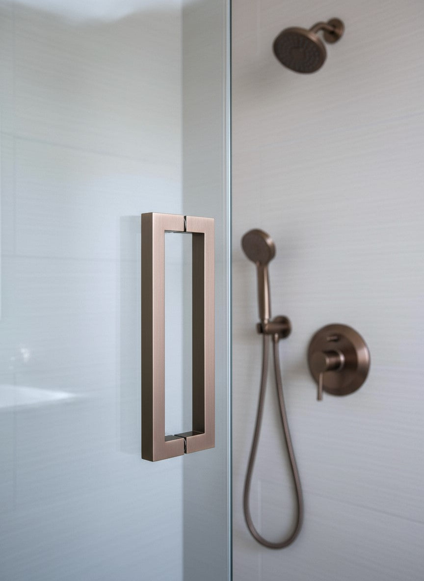 Duschgriff Stangengriff, 19 x 19 mm – Lochabstand 203 mm, Bronze gebürstet