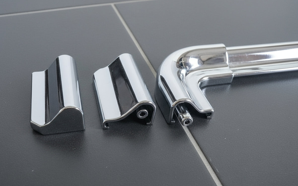 Schwallprofil-Set mit Endstücken und Eckverbinder – Für Duschtüren, verhindert Wasseraustritt