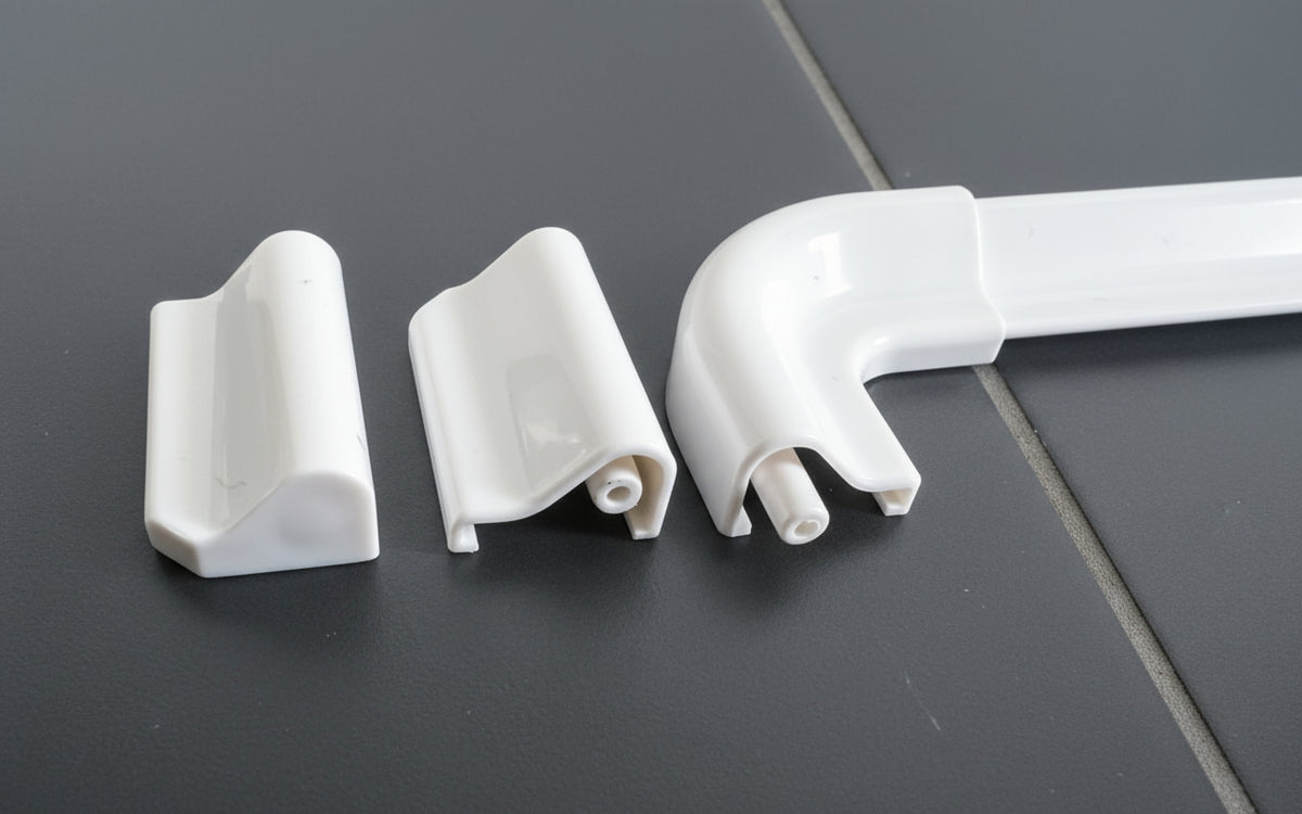 Schwallprofil-Set mit Endstücken und Eckverbinder – Für Duschtüren, verhindert Wasseraustritt