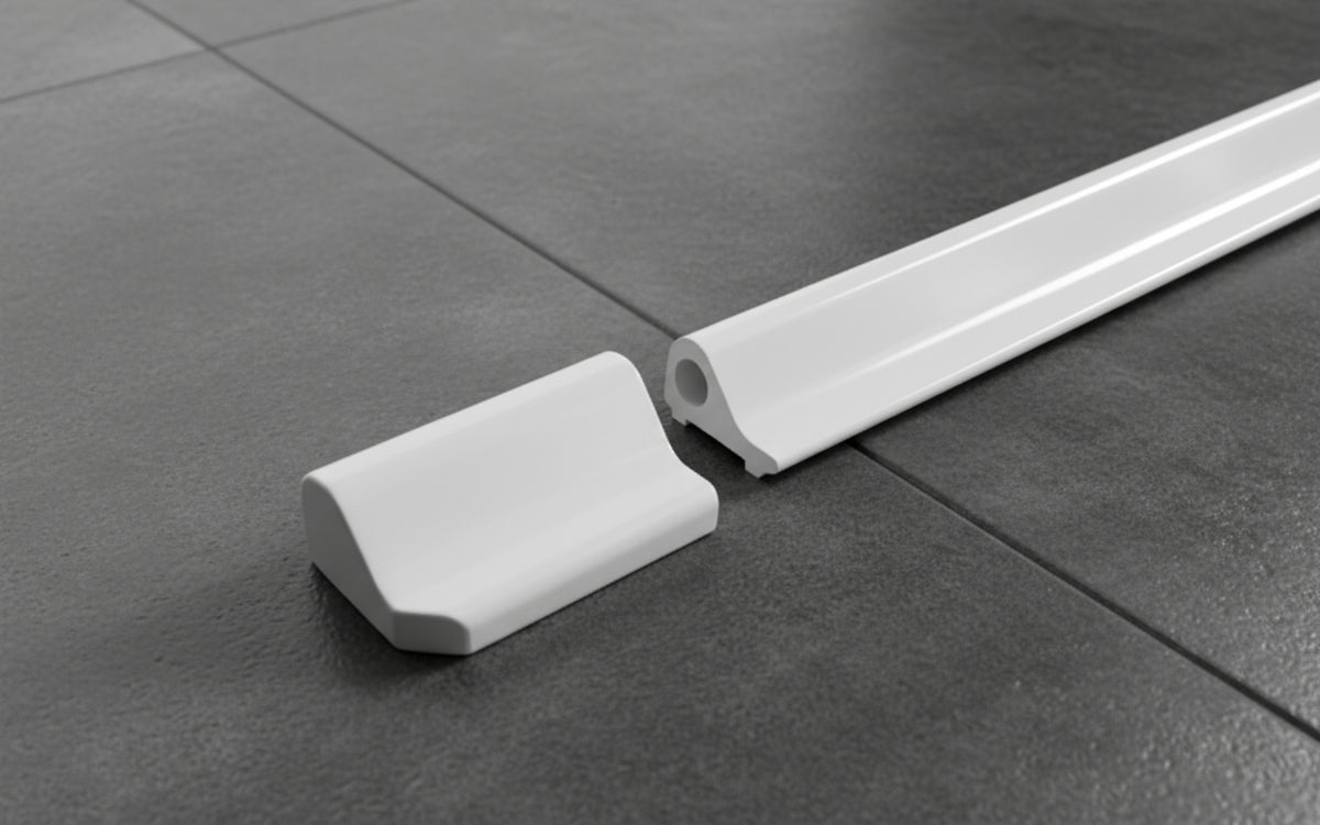 Schwallprofil-Set mit Endstücken und Eckverbinder – Für Duschtüren, verhindert Wasseraustritt