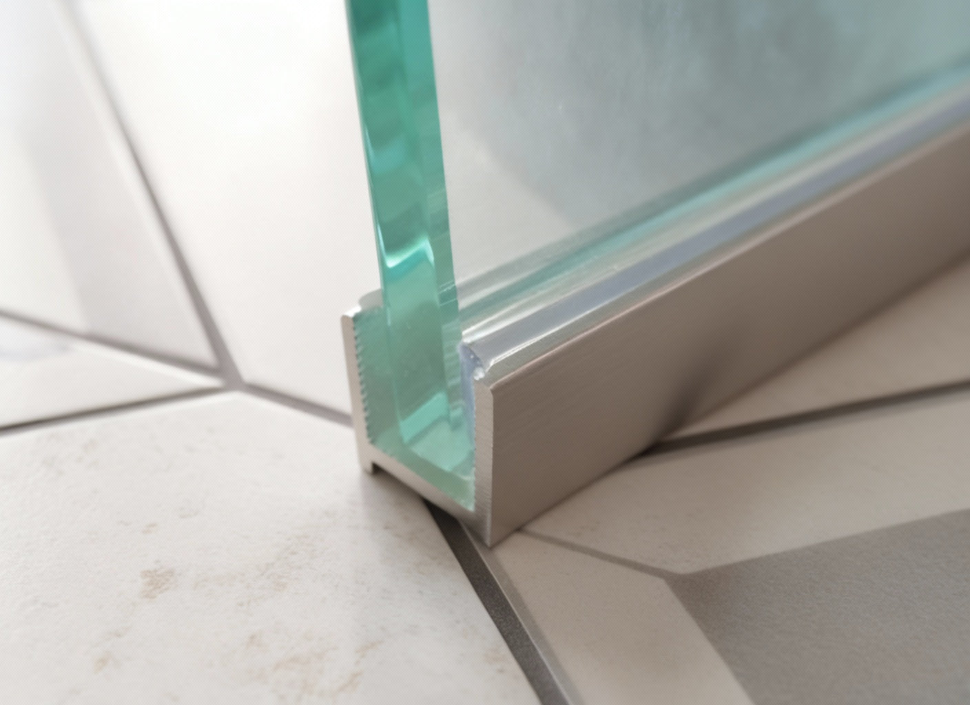 Alu U-Profil mit L-Vinyl und Kederstab, silikonfreie Befestigung für 8 oder 10 mm Glas – Art.Nr. DUC