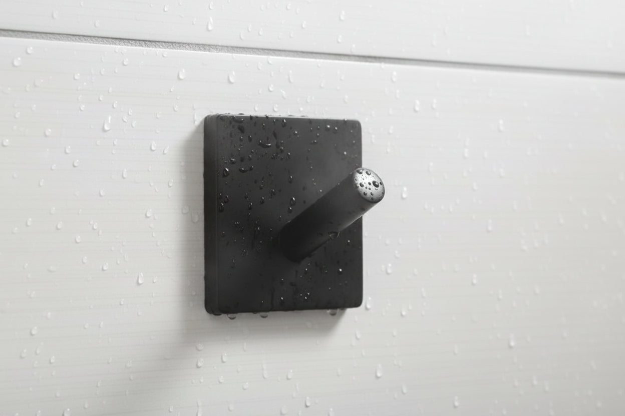 Design Haken Mini 30x30, 45x45 mm; Matt Schwarz, Edelstahl verchromt