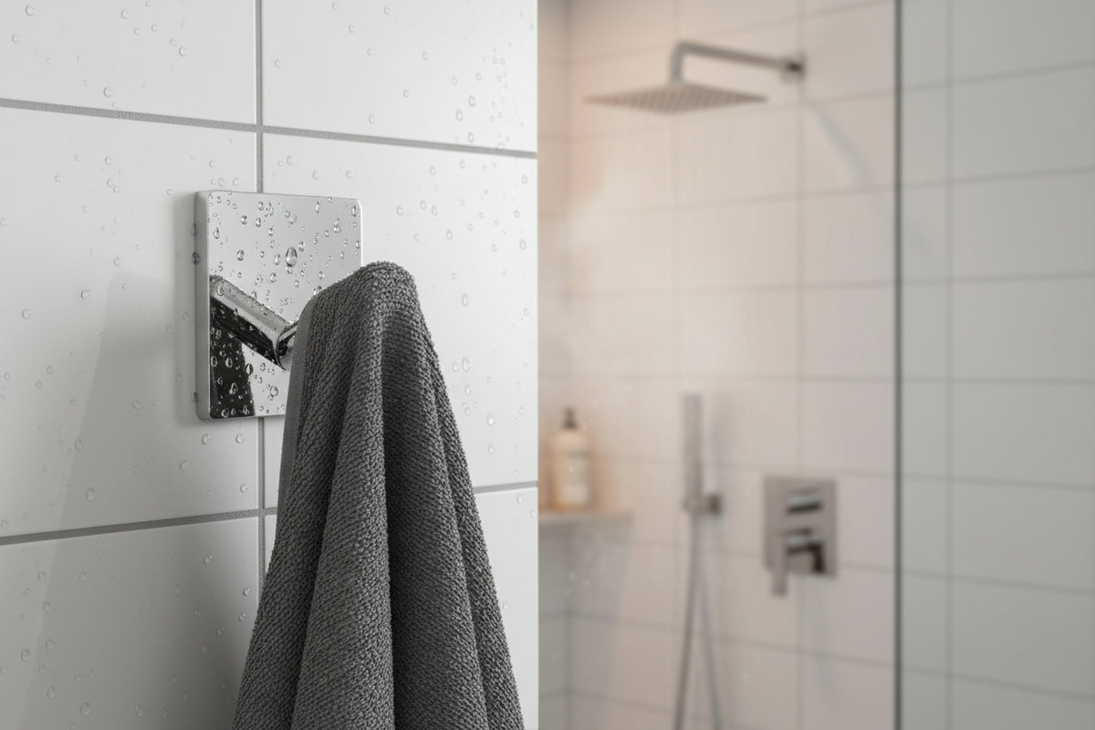 Design Haken Mini 30x30, 45x45 mm; Matt Schwarz, Edelstahl verchromt