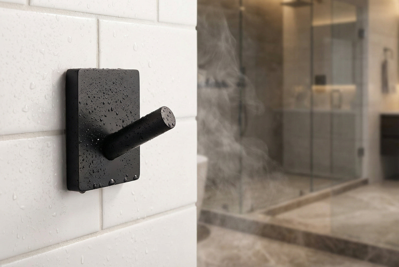 Design Haken Mini 30x30, 45x45 mm; Matt Schwarz, Edelstahl verchromt