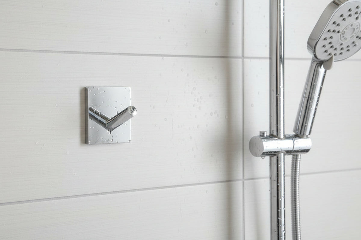 Design Haken Mini 30x30, 45x45 mm; Matt Schwarz, Edelstahl verchromt