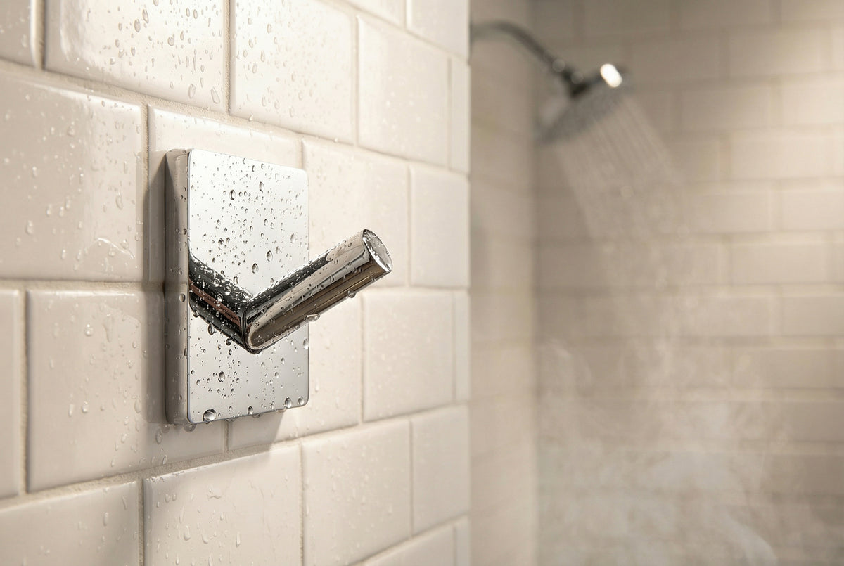 Design Haken Mini 30x30, 45x45 mm; Matt Schwarz, Edelstahl verchromt