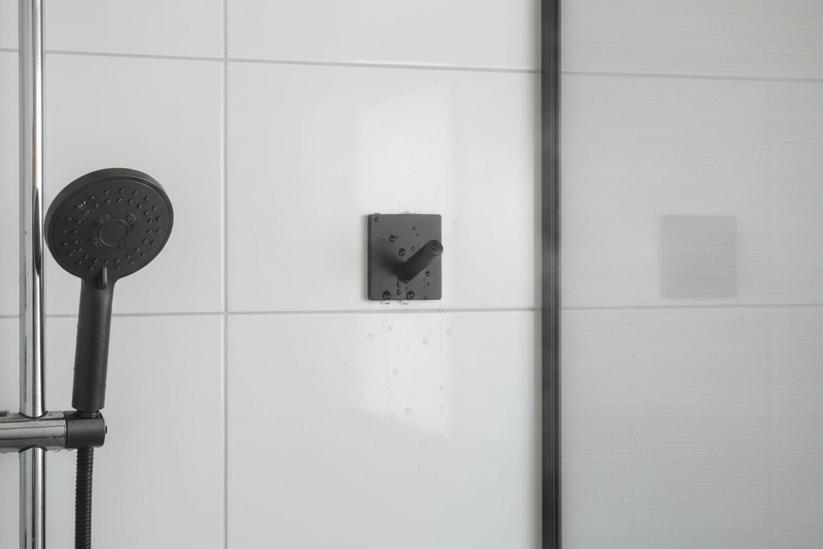 Design Haken Mini 30x30, 45x45 mm; Matt Schwarz, Edelstahl verchromt