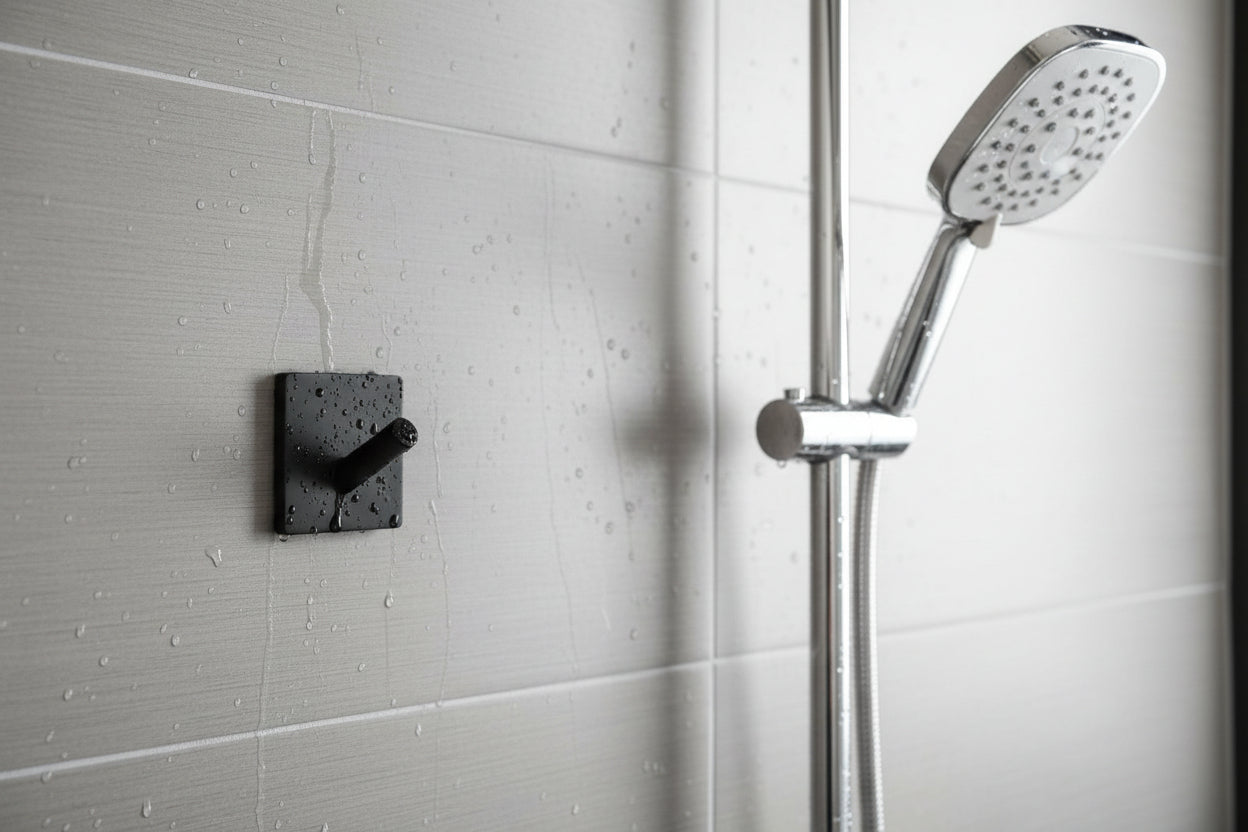 Design Haken Mini 30x30, 45x45 mm; Matt Schwarz, Edelstahl verchromt