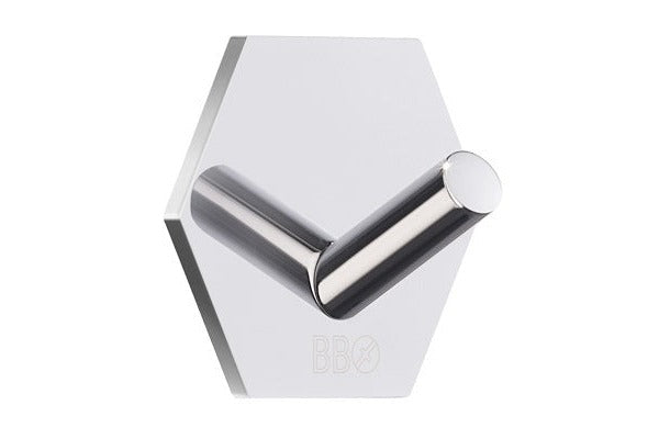 Hexagon Designhaken selbstklebend, 45×52 mm, Edelstahl, Chrom oder Schwarz matt, Ansicht 13