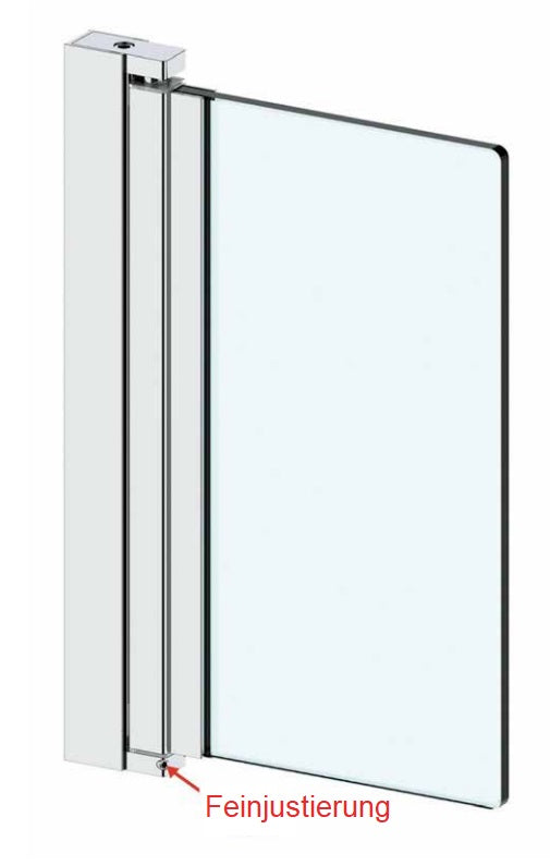 Drehbares Duschtürwandprofil für 8 mm Glas - Serie NLO60 - eckig - 1900 mm