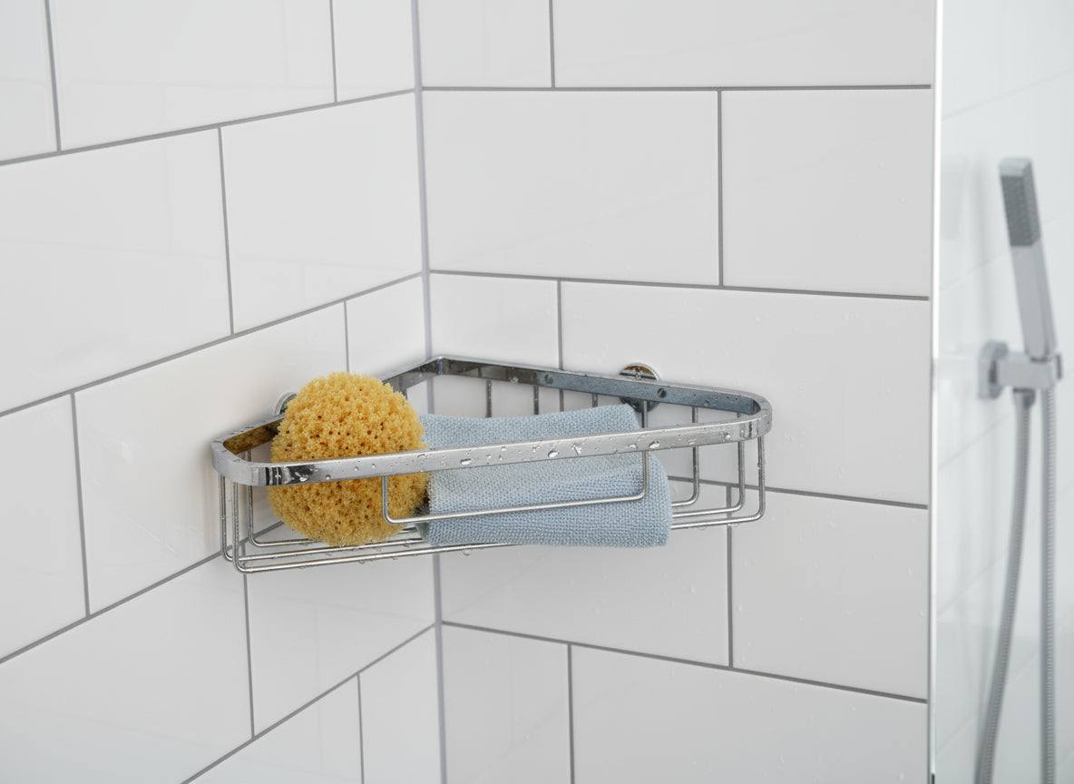 Eck-Schwammkorb verchromt 250x172x61 mm VIGOUR one – Wandmontage