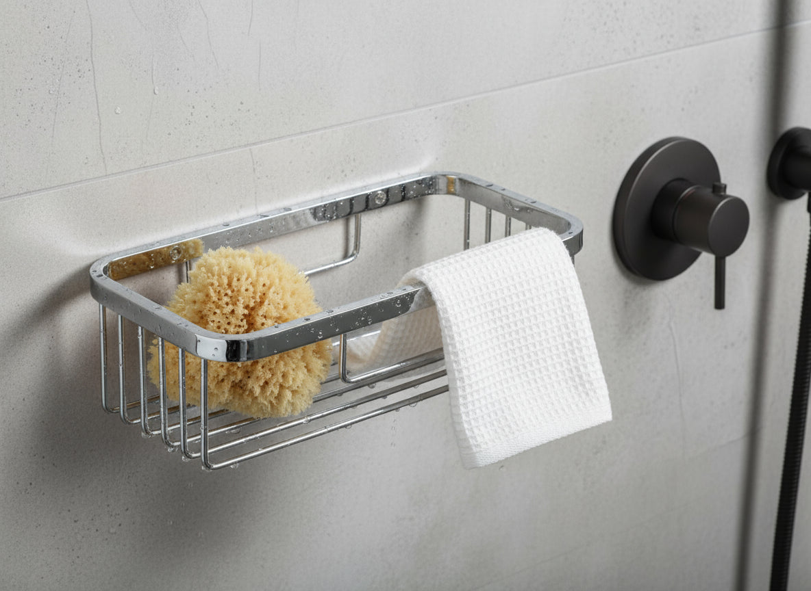 Schwammkorb verchromt rechteckig 205x104x60 mm VIGOUR one – Wandmontage