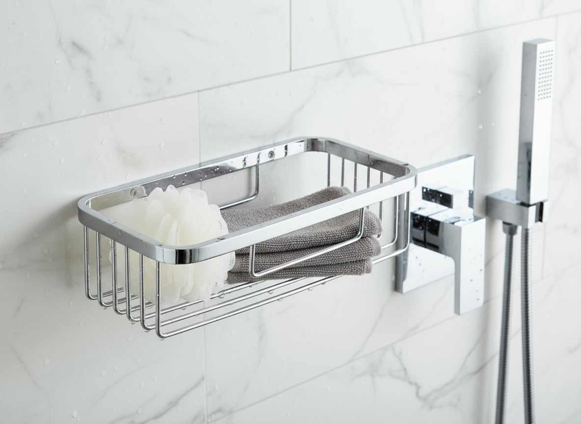 Schwammkorb verchromt rechteckig 205x104x60 mm VIGOUR one – Wandmontage