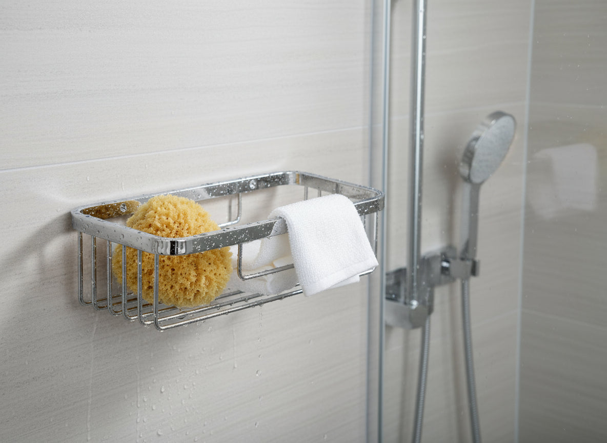 Schwammkorb verchromt rechteckig 205x104x60 mm VIGOUR one – Wandmontage