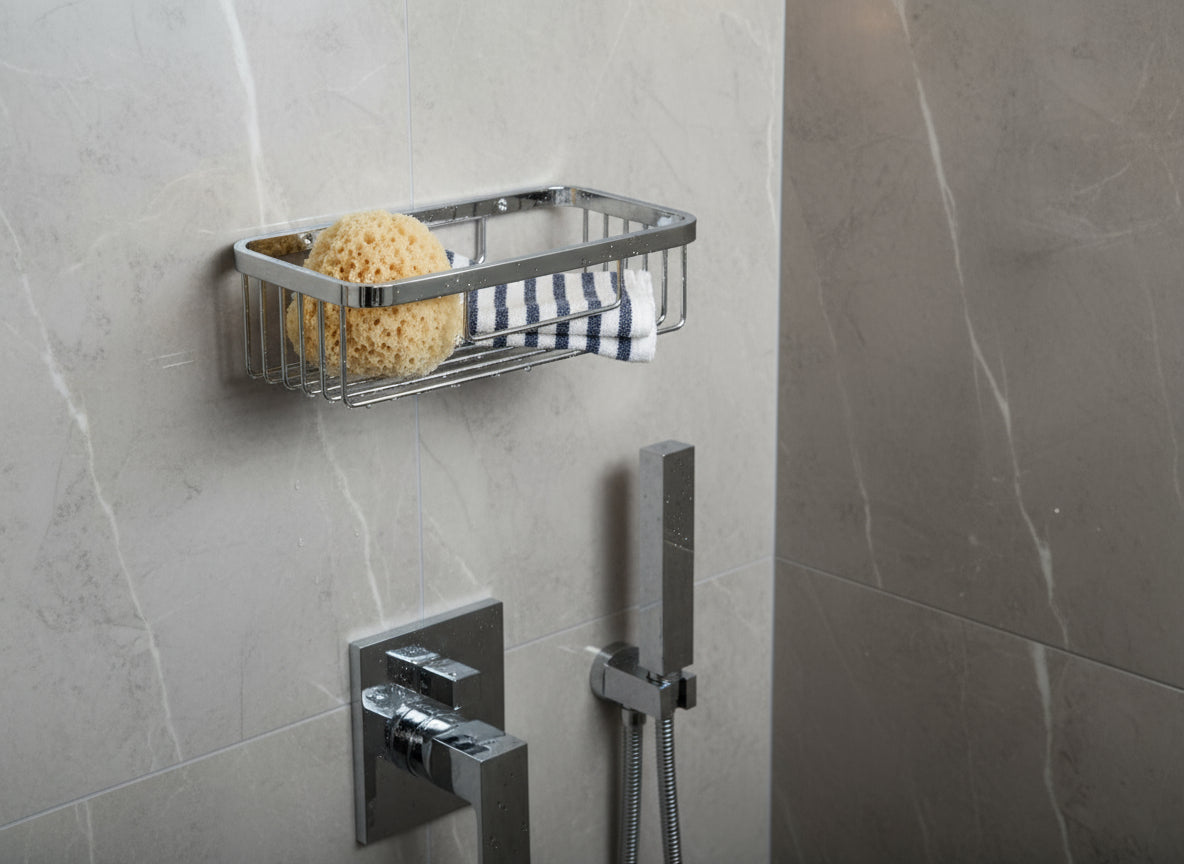 Schwammkorb verchromt rechteckig 205x104x60 mm VIGOUR one – Wandmontage
