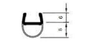 Streifdichtung (Ballondichtung) mit kurzem Glaseinstand – Für 8 mm Glas, Lücken 8-9 mm – Art.Nr. PCR8S